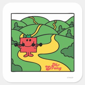 Mr._Strong___Woodland_Workout_Square_Sticker_1 Mr. Strong Woodland Workout Square Sticker