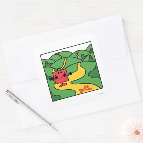 Mr._Strong___Woodland_Workout_Square_Sticker_3 Mr. Strong Woodland Workout Square Sticker
