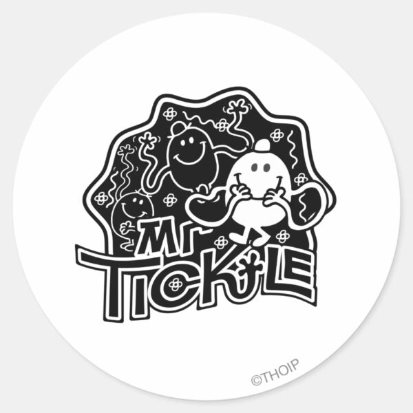 Mr._Tickle___Black_&_White_Fun_Classic_Round_Sticker_1 Mr. Tickle Black White Fun Classic Round Sticker