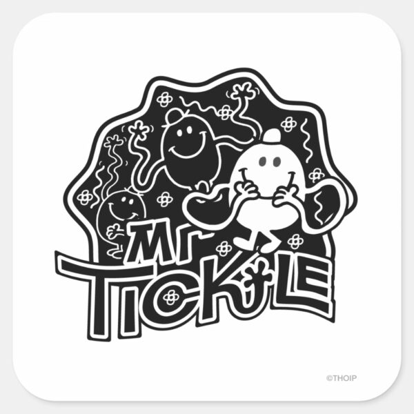 Mr._Tickle___Black_&_White_Fun_Square_Sticker_1 Mr. Tickle Black White Fun Square Sticker