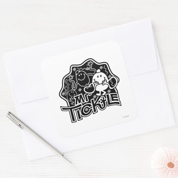 Mr._Tickle___Black_&_White_Fun_Square_Sticker_3 Mr. Tickle Black White Fun Square Sticker
