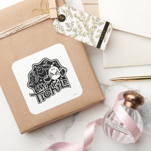 Mr._Tickle___Black_&_White_Fun_Square_Sticker_5 Mr. Tickle Black White Fun Square Sticker