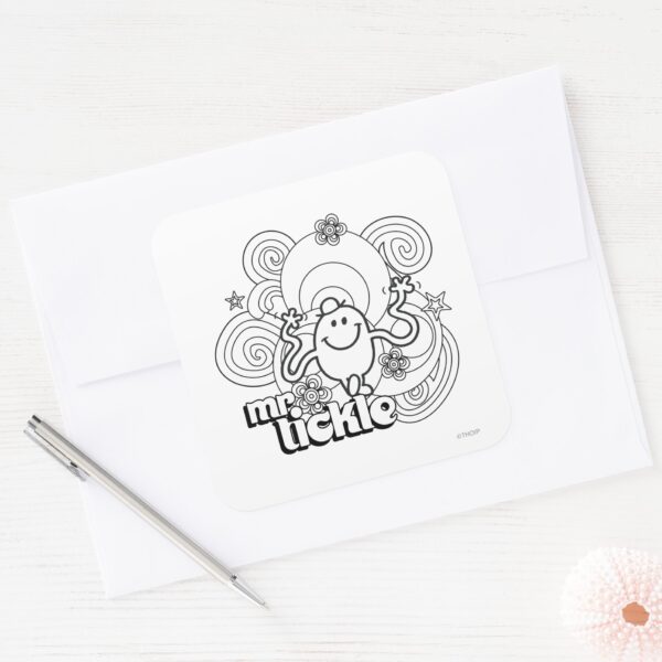 Mr._Tickle___Black_&_White_Swirls_&_Stars_Square_Sticker_3 Mr. Tickle Black White Swirls Stars Square Sticker