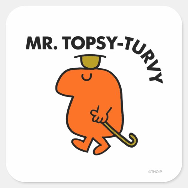 Mr._Topsy-Turvy___Upside_Down_Hat_&_Cane_Square_Sticker_1 Mr. Topsy Turvy Upside Down Hat Cane Square Sticker