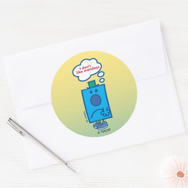 Mr_Grumpy___I_Don't_Like_Mondays_Thought_Bubble_Classic_Round_Sticker_3 Mr Grumpy I Dont Like Mondays Thought Bubble Classic Round Sticker