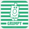 Mr_Grumpy___Mischievous_Grin_and_Green_Stripes_Square_Sticker_1 Mr Grumpy Mischievous Grin And Green Stripes Square Sticker