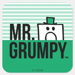 Mr Grumpy Peeking Head Over Name Square Sticker