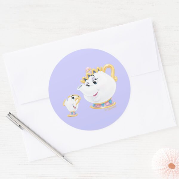 Mrs._Potts_and_Chip_Classic_Round_Sticker_3 Mrs. Potts And Chip Classic Round Sticker