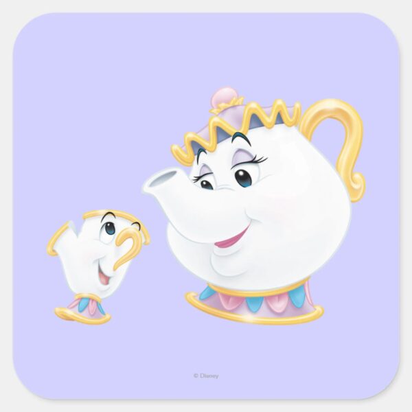 Mrs._Potts_and_Chip_Square_Sticker_1 Mrs. Potts And Chip Square Sticker