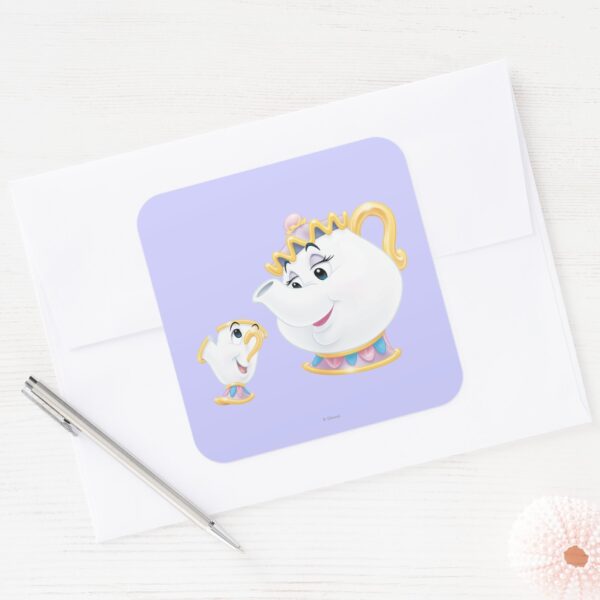 Mrs._Potts_and_Chip_Square_Sticker_3 Mrs. Potts And Chip Square Sticker