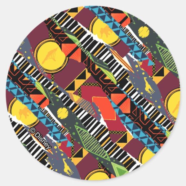 Mufasa_Pride_Lands_Tapestry_Pattern_Classic_Round_Sticker_1 Mufasa Pride Lands Tapestry Pattern Classic Round Sticker