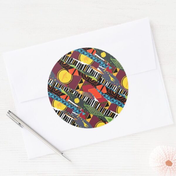 Mufasa_Pride_Lands_Tapestry_Pattern_Classic_Round_Sticker_3 Mufasa Pride Lands Tapestry Pattern Classic Round Sticker