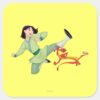 Mulan_and_Mushu_Kicking_Square_Sticker_1 Mulan And Mushu Kicking Square Sticker