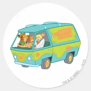 Mystery_Machine_Fright_Classic_Round_Sticker_1 Mystery Machine Fright Classic Round Sticker