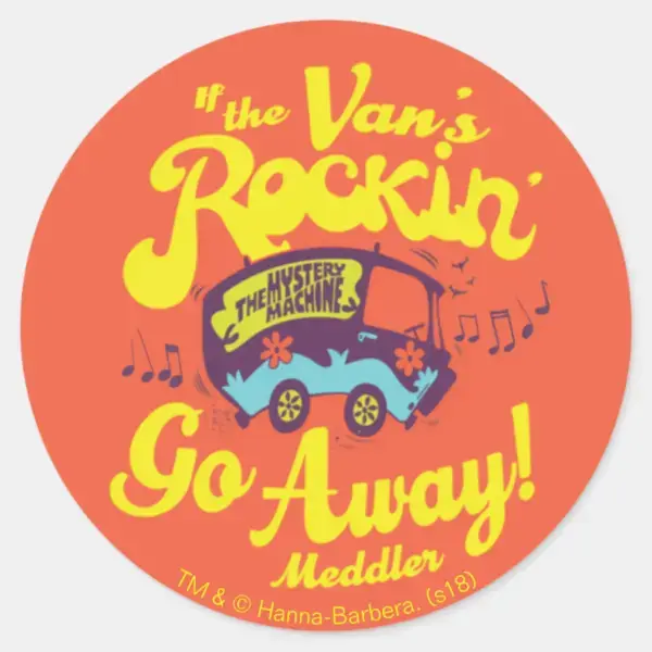Mystery_Machine__If_The_Van's_Rockin'...__Classic_Round_Sticker_1 Mystery Machine If The Vans Rockin. Classic Round Sticker