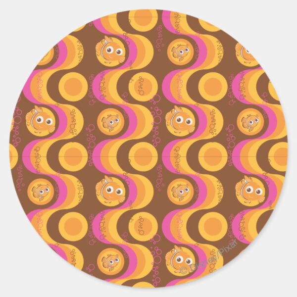Nemo_Retro_Pattern_Classic_Round_Sticker_1 Nemo Retro Pattern Classic Round Sticker