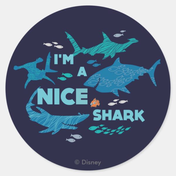 Nemo_and_Sharks_-_I'm_A_Nice_Shark_Classic_Round_Sticker_1 Nemo And Sharks Im A Nice Shark Classic Round Sticker