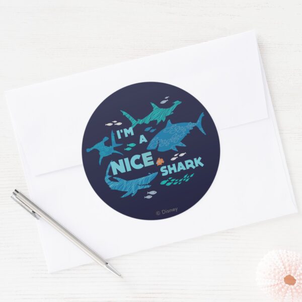 Nemo_and_Sharks_-_I'm_A_Nice_Shark_Classic_Round_Sticker_3 Nemo And Sharks Im A Nice Shark Classic Round Sticker