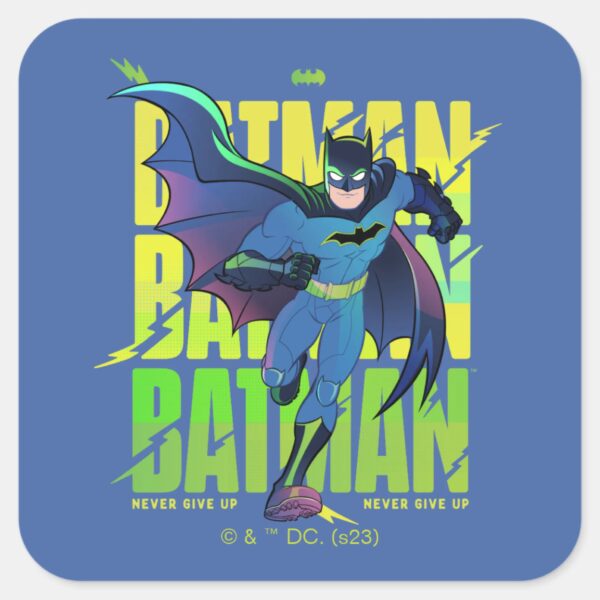 Never_Give_Up_Batman_Running_Graphic_Square_Sticker_1 Never Give Up Batman Running Graphic Square Sticker