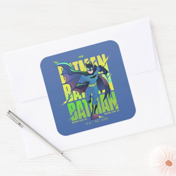 Never_Give_Up_Batman_Running_Graphic_Square_Sticker_3 Never Give Up Batman Running Graphic Square Sticker