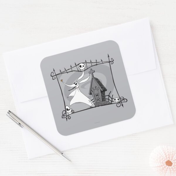 Nightmare Before Christmas Zero In Cemetery Square Sticker