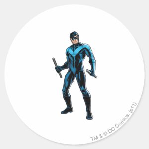 Nightwing_Stands_Classic_Round_Sticker_1 Nightwing Stands Classic Round Sticker