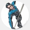 Nightwing_with_rope_classic_round_sticker_1 Nightwing With Rope Classic Round Sticker