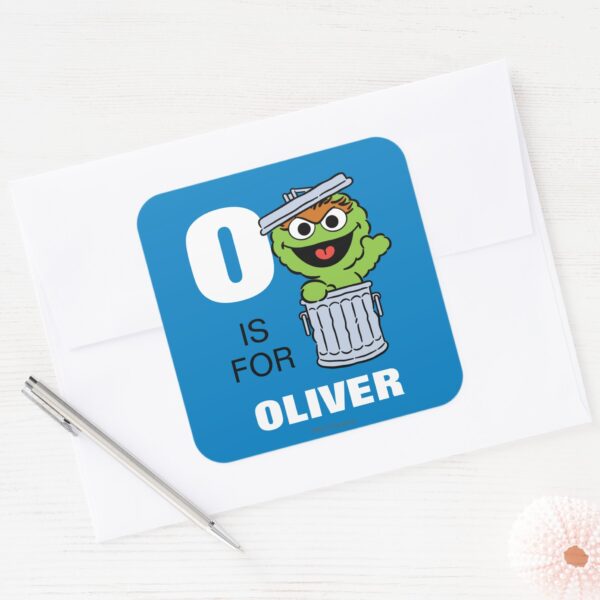 O Is For Oscar The Grouch Add Your Name Square Sticker