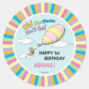 Oh The Places Shell Go First Birthday Classic Round Sticker