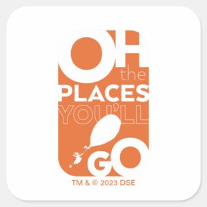 Oh The Places Youll Go Orange Typeography Square Sticker