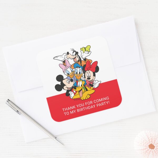 Oh,_Toodles___Mickey_&_Friends_Birthday_Thank_You_Square_Sticker_4 Oh Toodles Mickey Friends Birthday Thank You Square Sticker