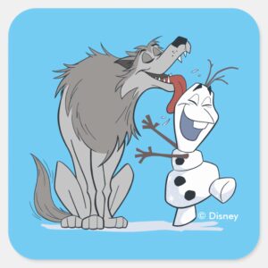 Olaf Licked By Wolf Square Sticker