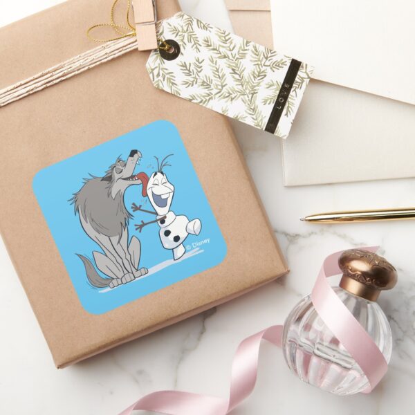 Olaf_Licked_By_Wolf_Square_Sticker_5 Olaf Licked By Wolf Square Sticker