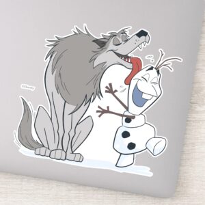 Olaf Licked By Wolf Sticker