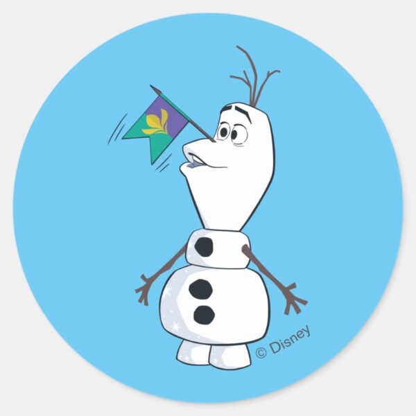 Olaf_With_Flag_Nose_Classic_Round_Sticker_1 Olaf With Flag Nose Classic Round Sticker