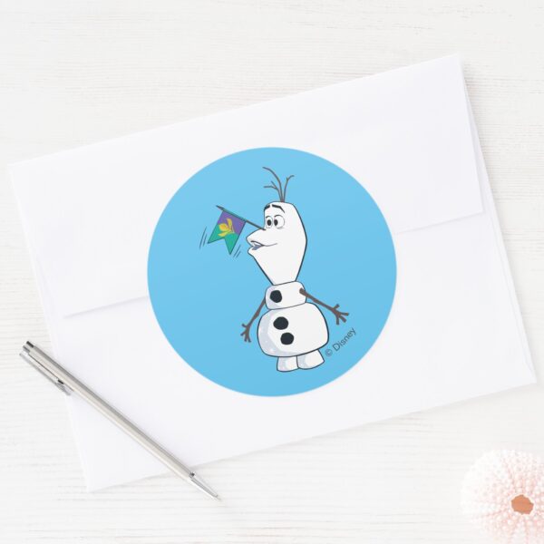 Olaf_With_Flag_Nose_Classic_Round_Sticker_3 Olaf With Flag Nose Classic Round Sticker