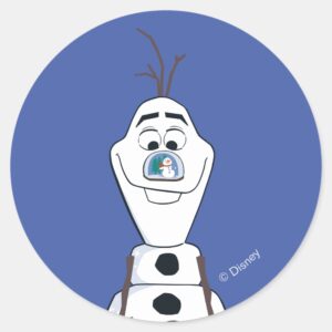 Olaf With Snowglobe Nose Classic Round Sticker