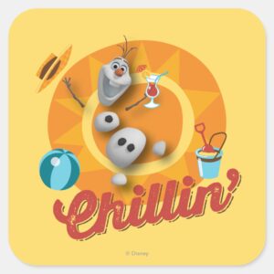 Olaf Chillin In Orange Circle Square Sticker