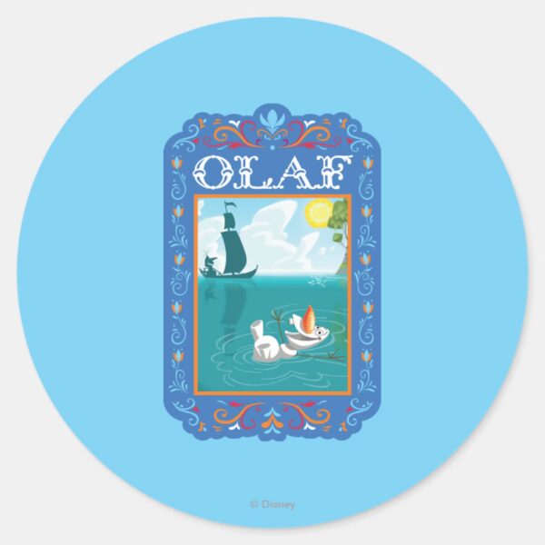 Olaf___Floating_in_the_Water_Classic_Round_Sticker_1 Olaf Floating In The Water Classic Round Sticker