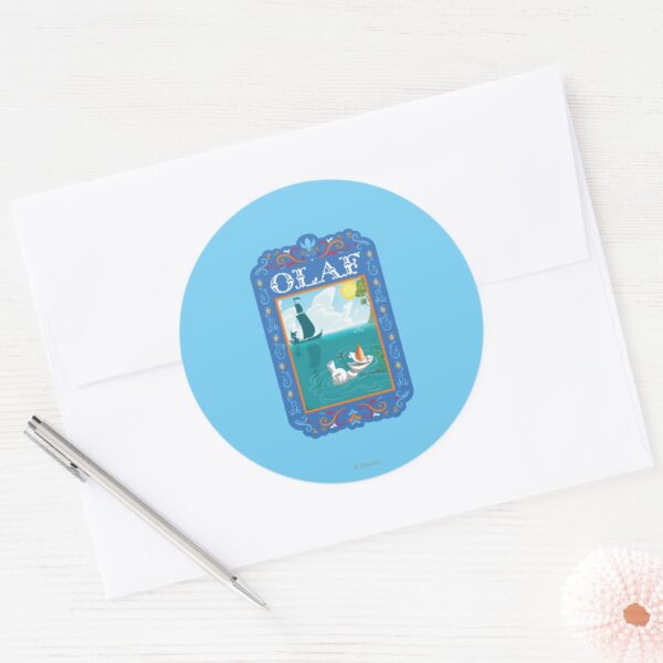 Olaf___Floating_in_the_Water_Classic_Round_Sticker_3 Olaf Floating In The Water Classic Round Sticker