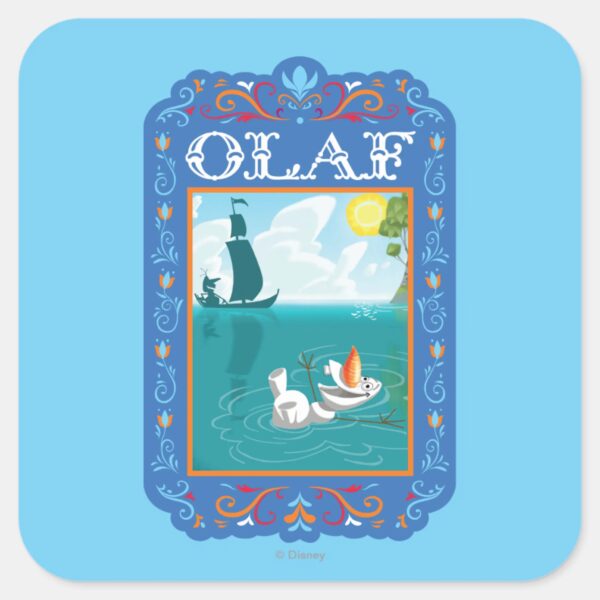 Olaf Floating In The Water Square Sticker
