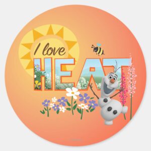 Olaf___I_Love_the_Heat_and_Sunshine_Classic_Round_Sticker_1 Olaf I Love The Heat And Sunshine Classic Round Sticker