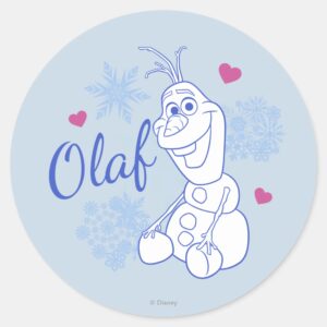 Olaf Snowflakes Classic Round Sticker