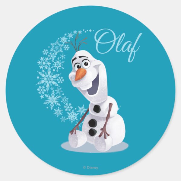 Olaf___Wave_of_Snowflakes_Classic_Round_Sticker_1 Olaf Wave Of Snowflakes Classic Round Sticker