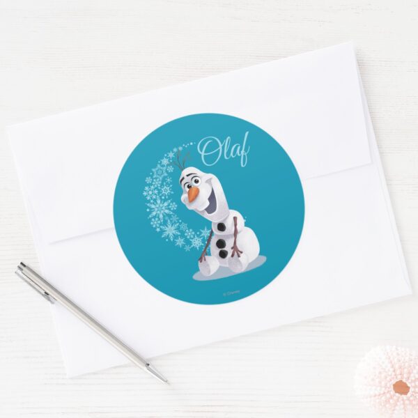 Olaf___Wave_of_Snowflakes_Classic_Round_Sticker_3 Olaf Wave Of Snowflakes Classic Round Sticker