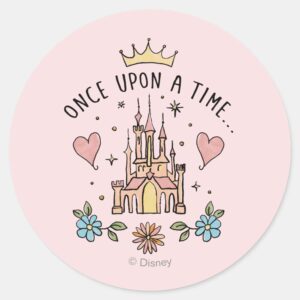 Once Upon A Time Hand Drawn Princess Castle Classic Round Sticker
