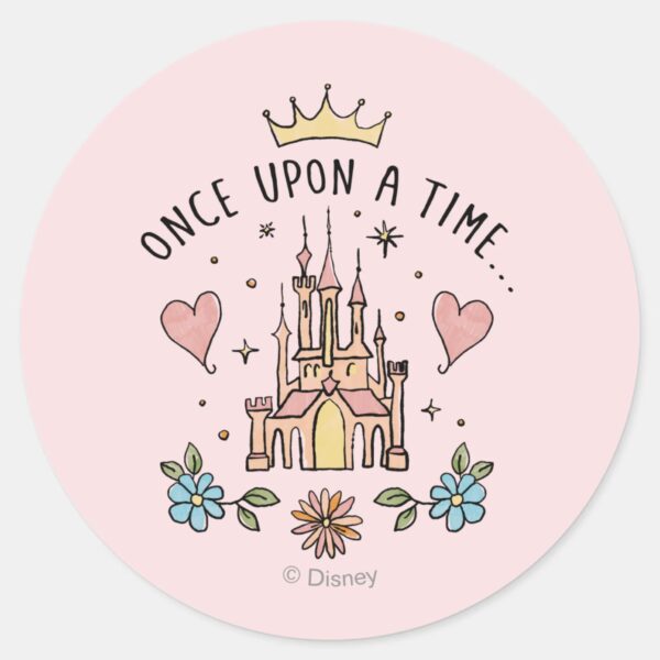 _Once_Upon_A_Time__Hand_Drawn_Princess_Castle_Classic_Round_Sticker_1 Once Upon A Time Hand Drawn Princess Castle Classic Round Sticker
