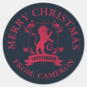 Ornate_GRYFFINDOR™_House_Crest___Merry_Christmas_Classic_Round_Sticker_1 Ornate GRYFFINDOR™ House Crest Merry Christmas Classic Round Sticker