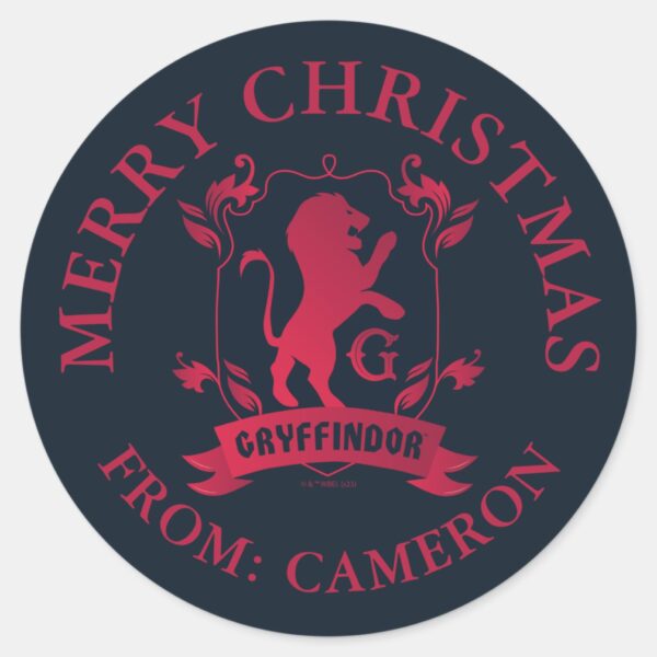 Ornate_GRYFFINDOR™_House_Crest___Merry_Christmas_Classic_Round_Sticker_1 Ornate GRYFFINDOR™ House Crest Merry Christmas Classic Round Sticker