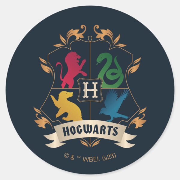 Ornate HOGWARTS™ House Crest Classic Round Sticker